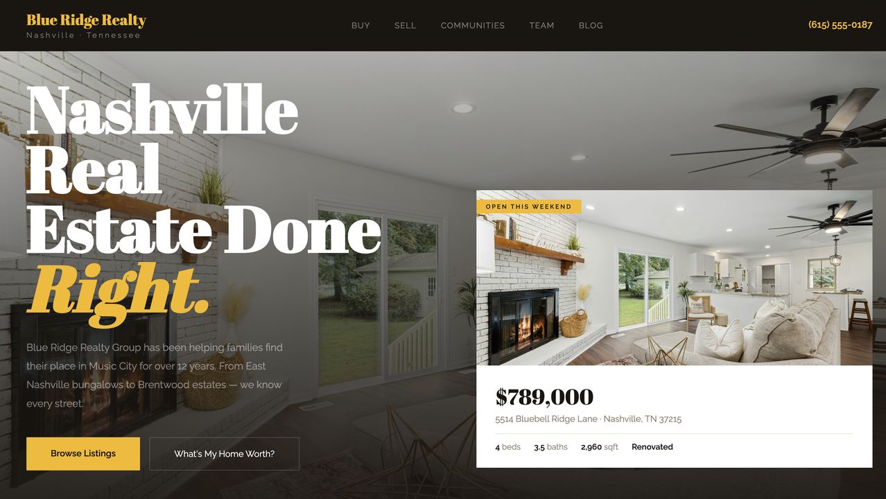 Blue Ridge Realty Nashville - Real Estate Website